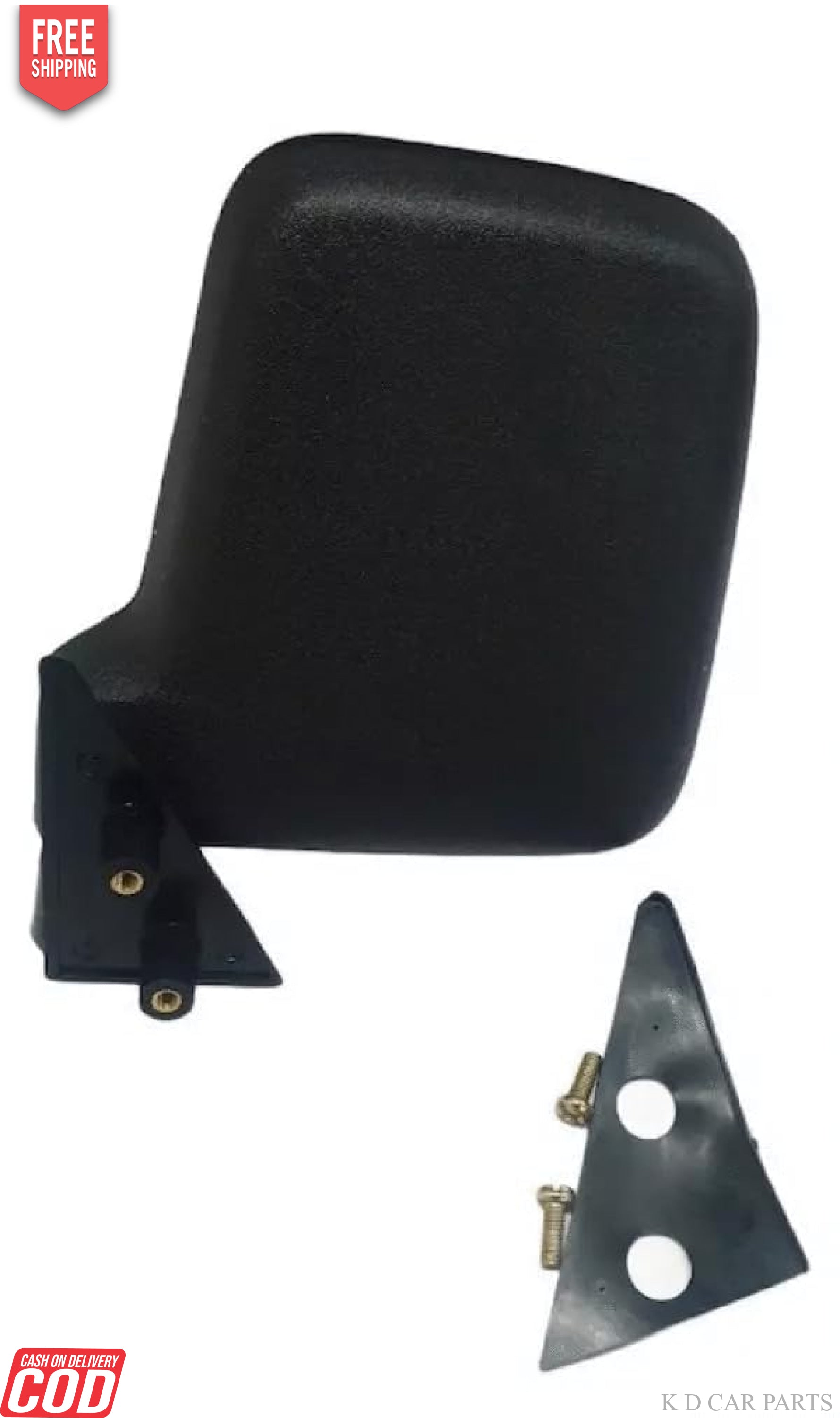 A black K D brand door mirror for a Maruti Carry vehicle.