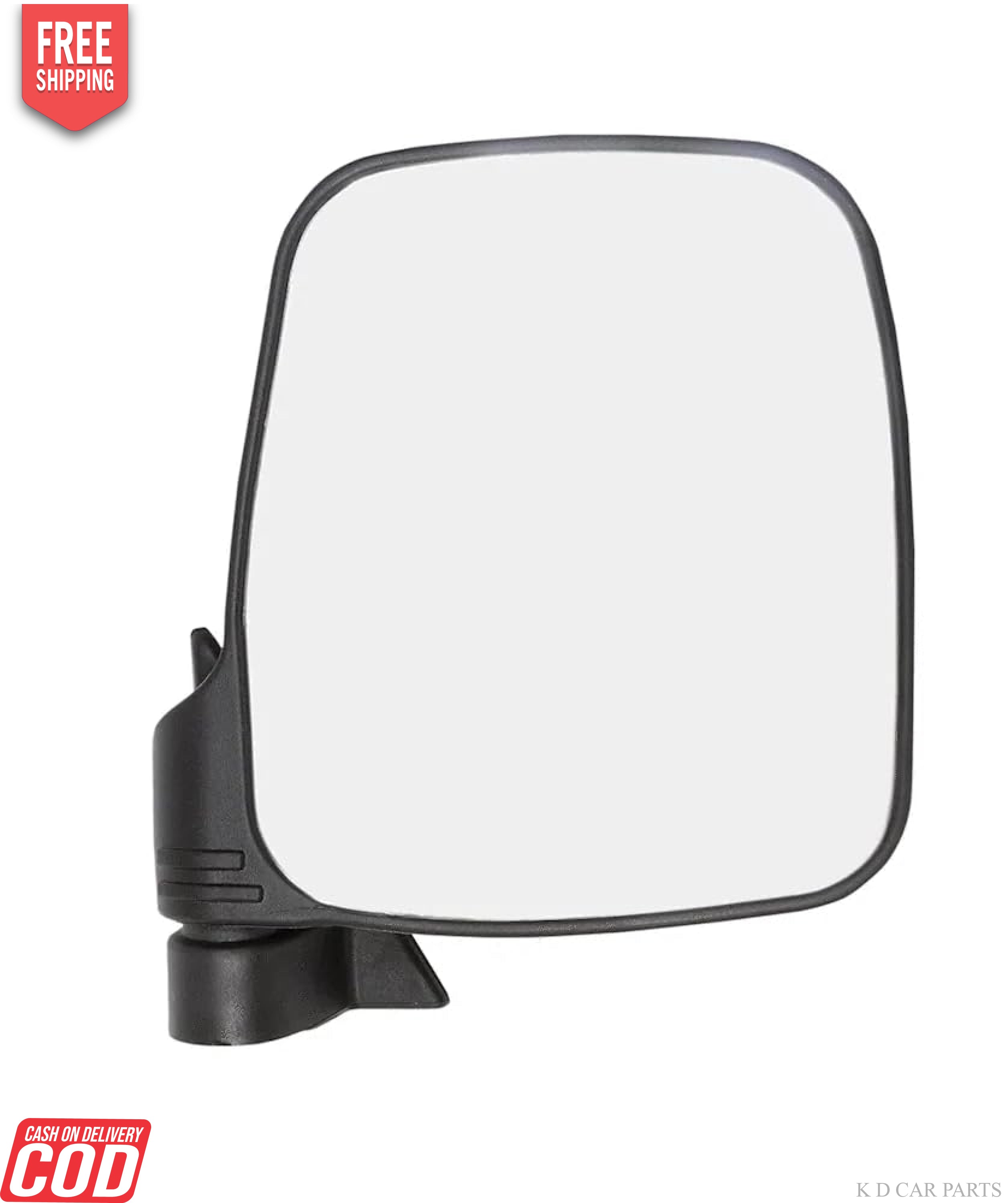 A black K D brand door mirror for a Maruti Carry vehicle.