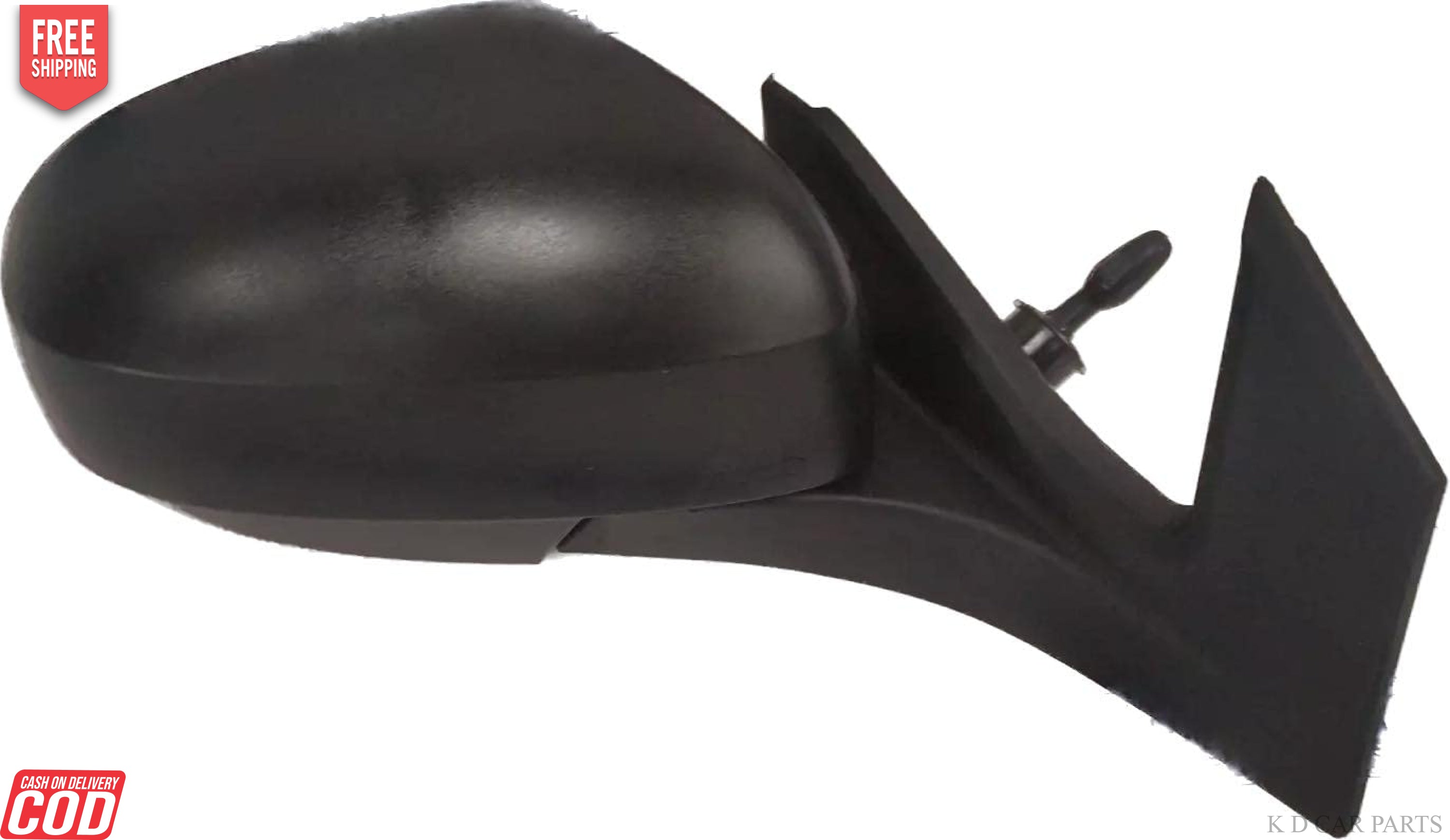 Black K D brand door/side mirror for Maruti Ertiga manual 2012-2017 with shatter-resistant acrylic mirror and weather-resistant ABS plastic casing.