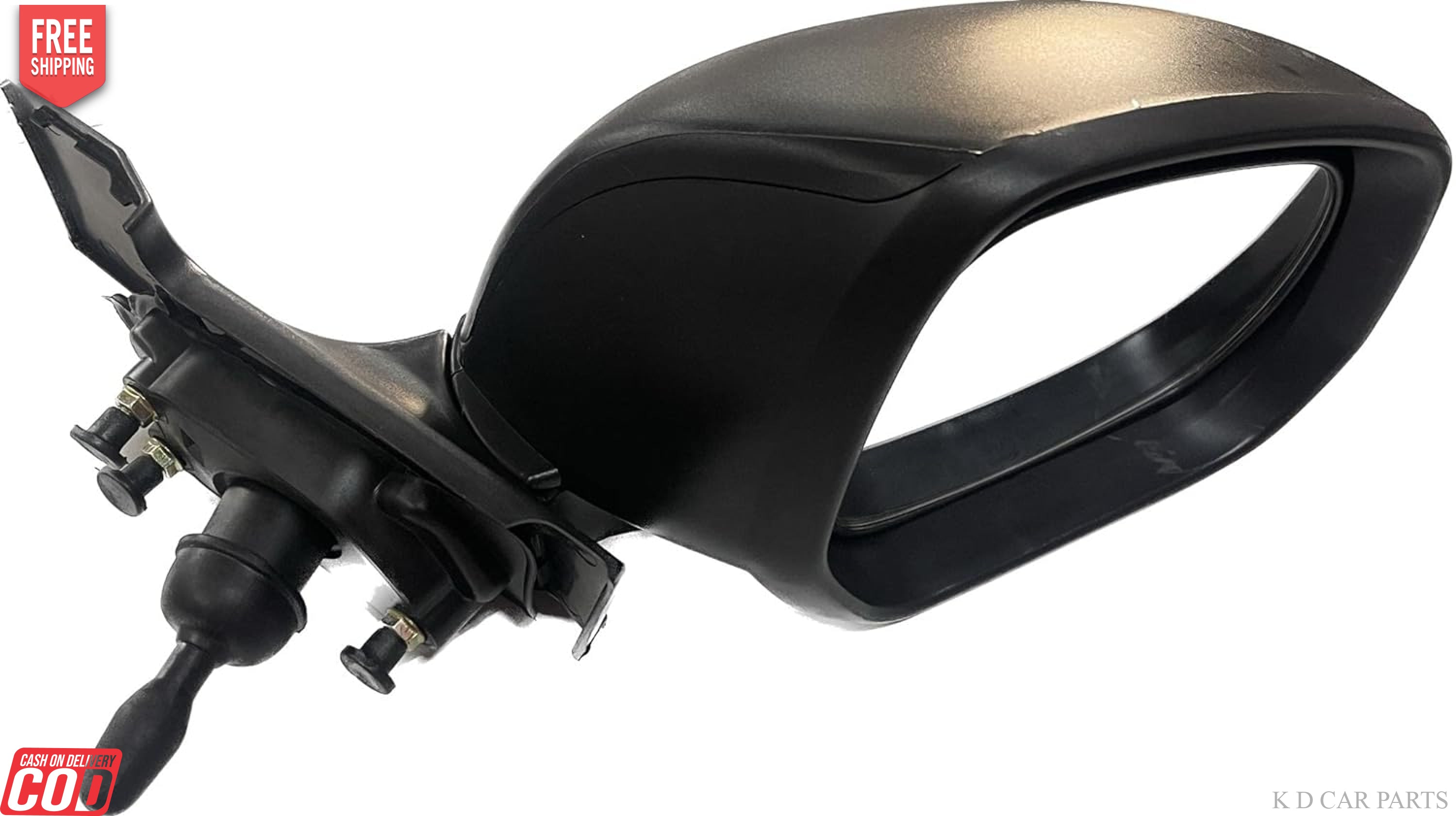 Manual adjustable door mirror for Maruti Ritz, black in color, with mounting hardware visible.