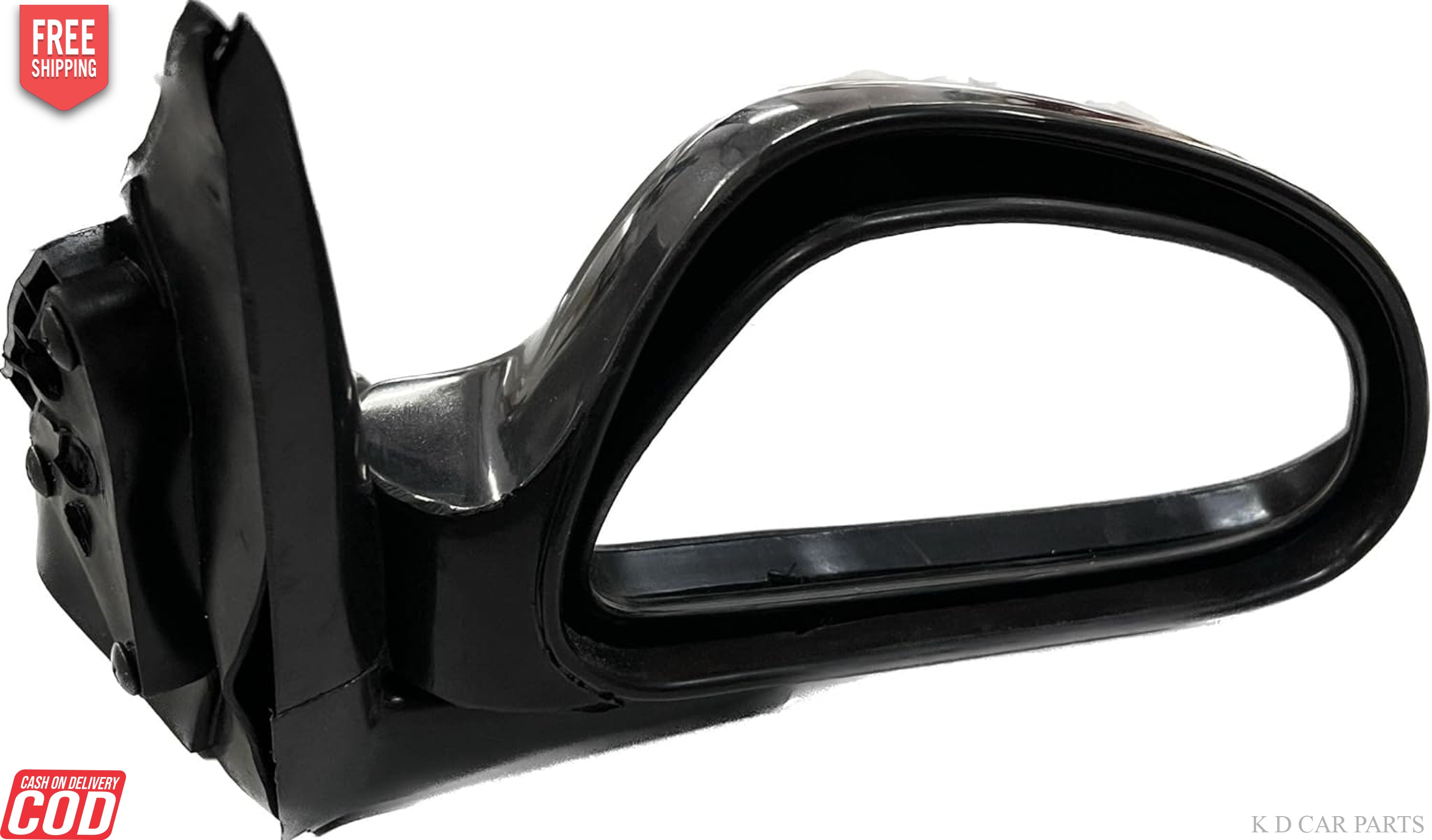 A black K D brand door mirror for a Maruti Zen vehicle.