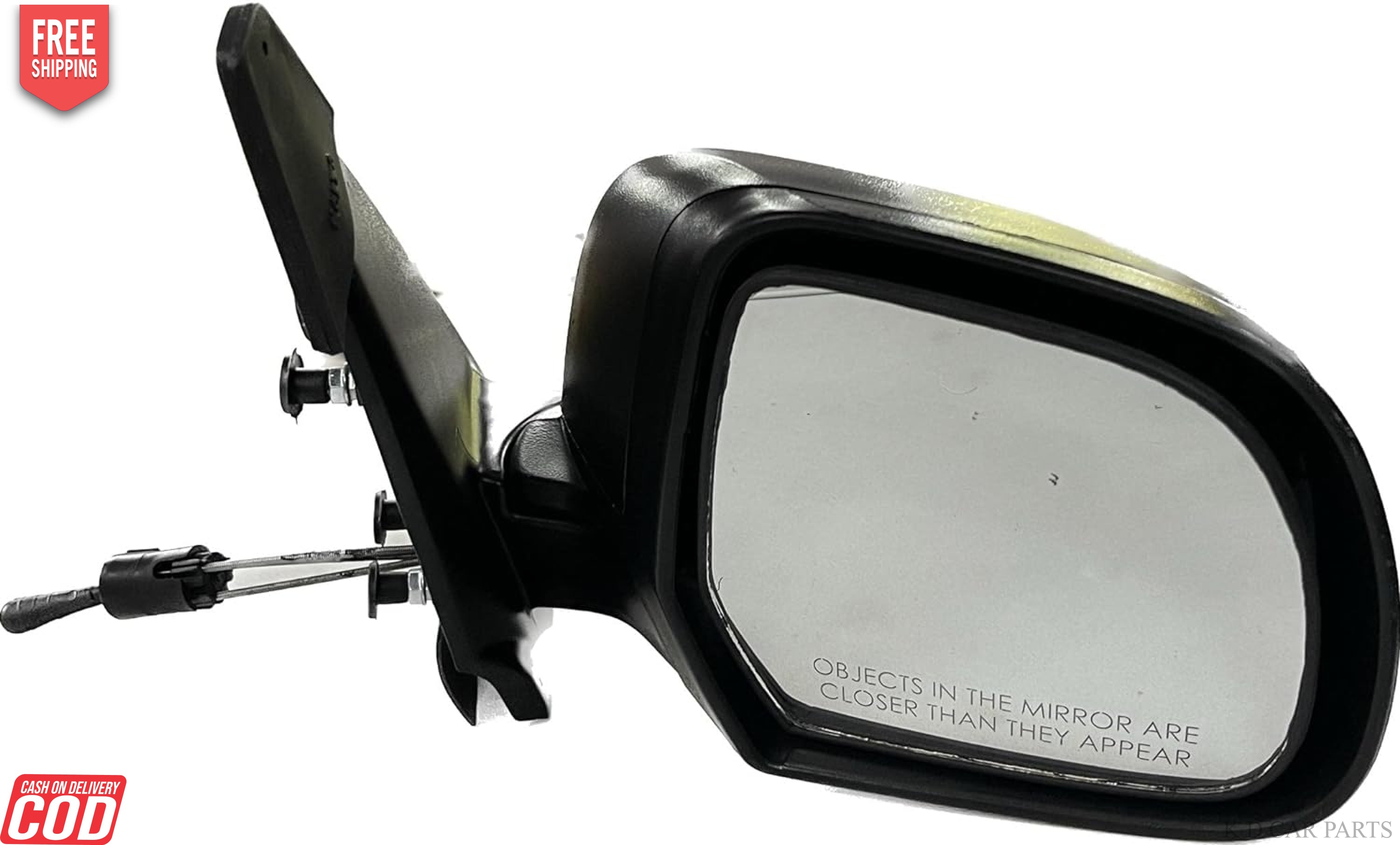 A black K D brand manual adjustable door mirror for a Nissan Micra VX.