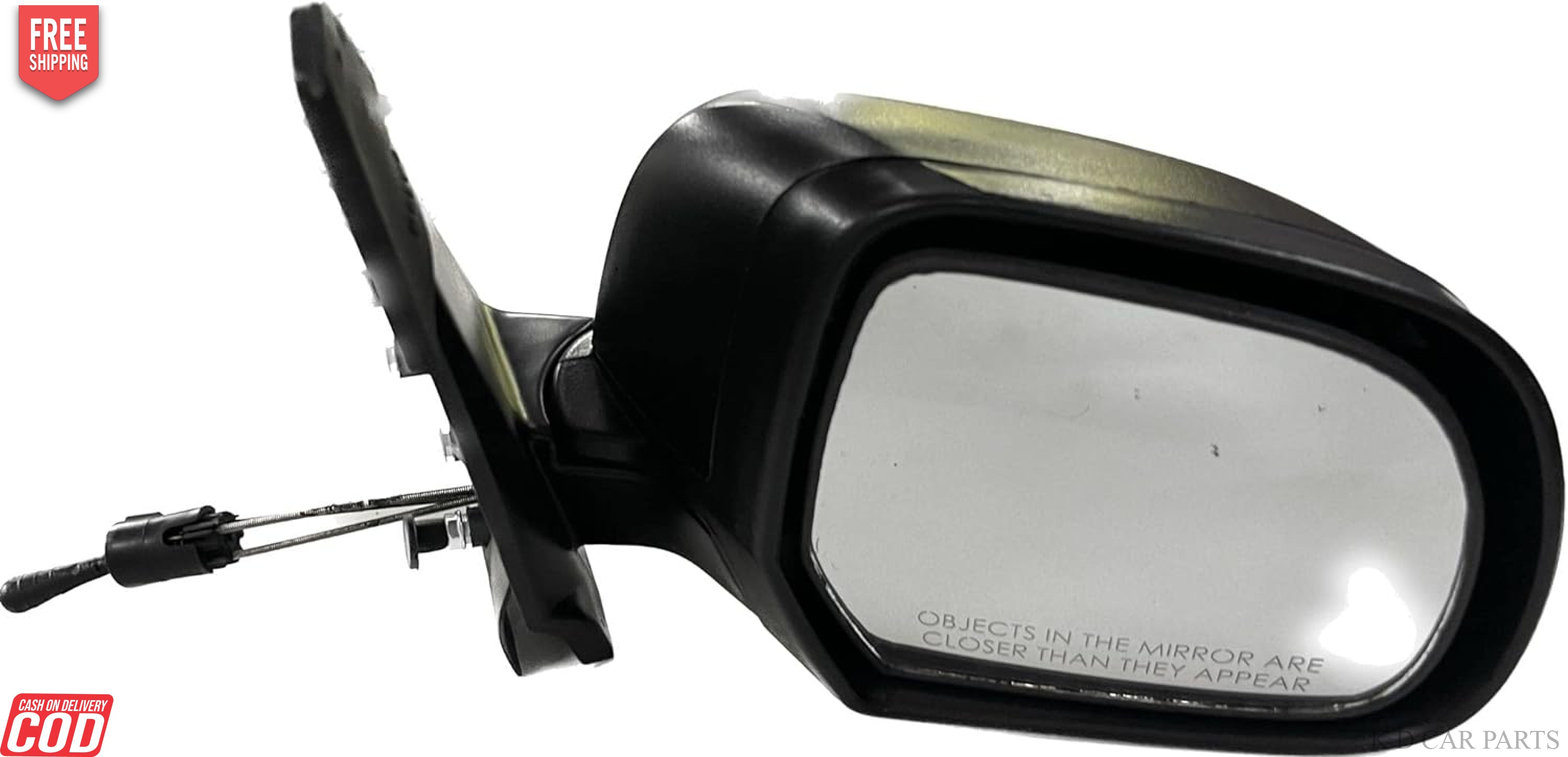 A black K D brand manual adjustable door mirror for a Nissan Micra VX.