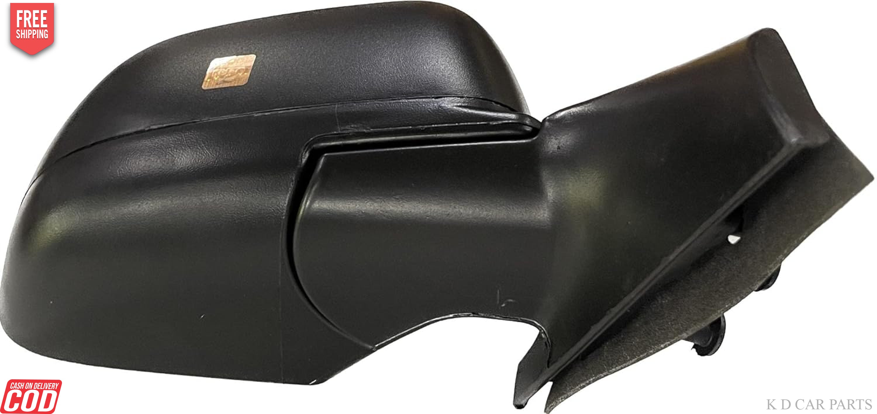 A black motorized side mirror for a car, without an indicator, designed to fit Nissan Sunny or Renault Scala.