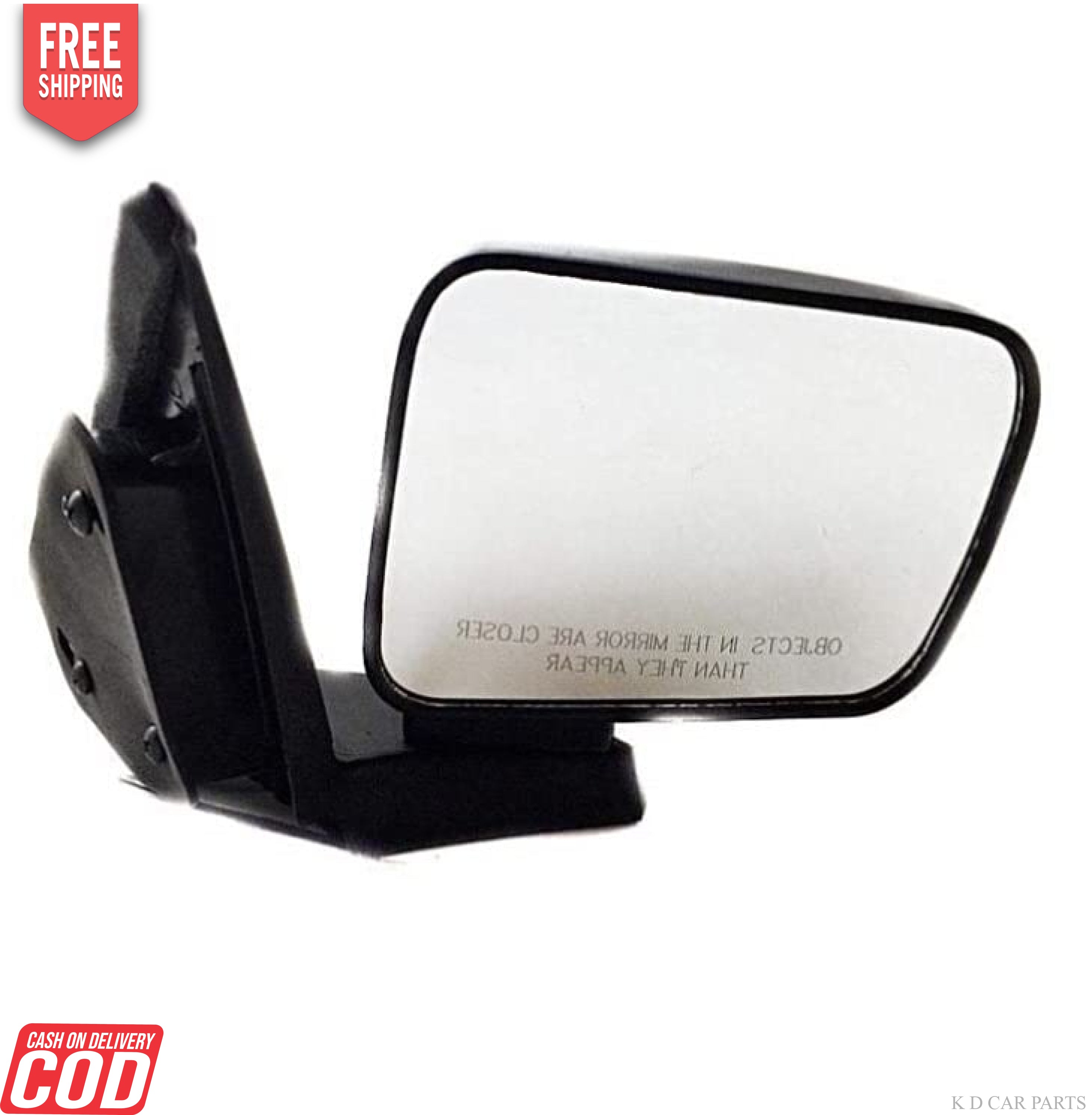 A black K D brand door mirror for a Renault KWID Ordinary 2015-2019 vehicle.