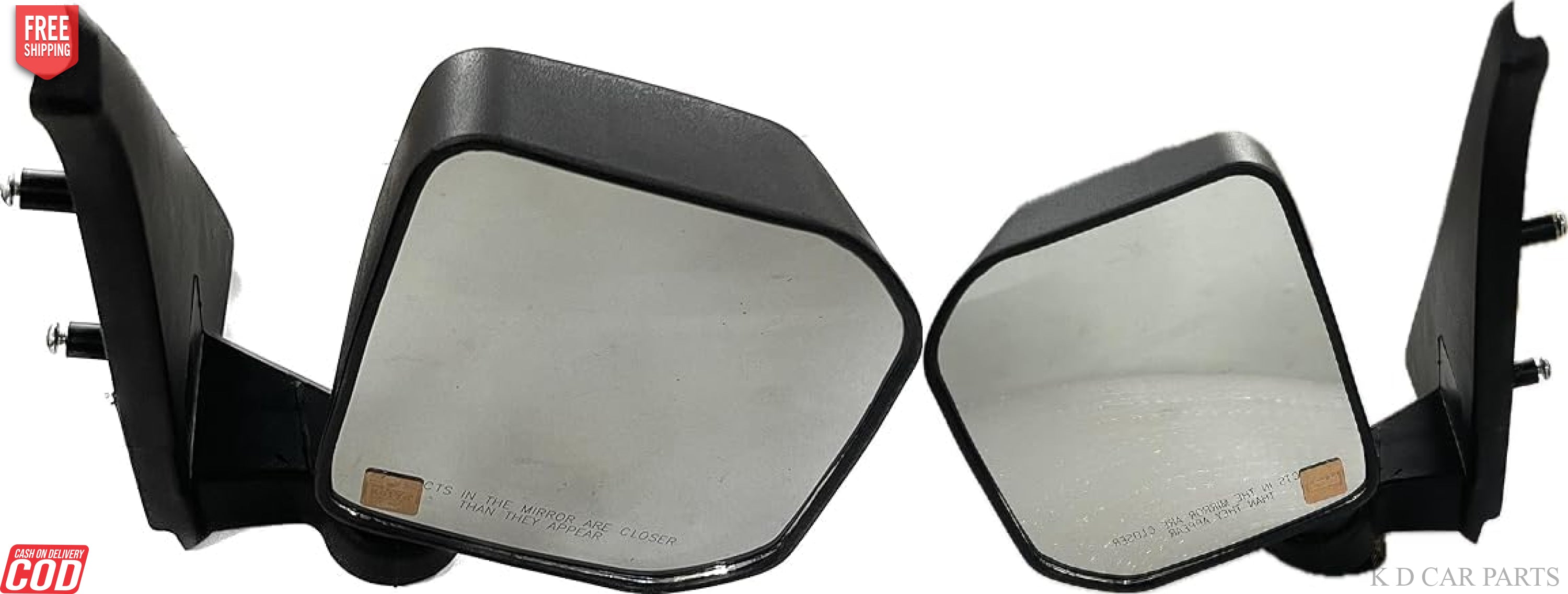 A pair of black door mirrors designed for installation on a Tata Intra vehicle.