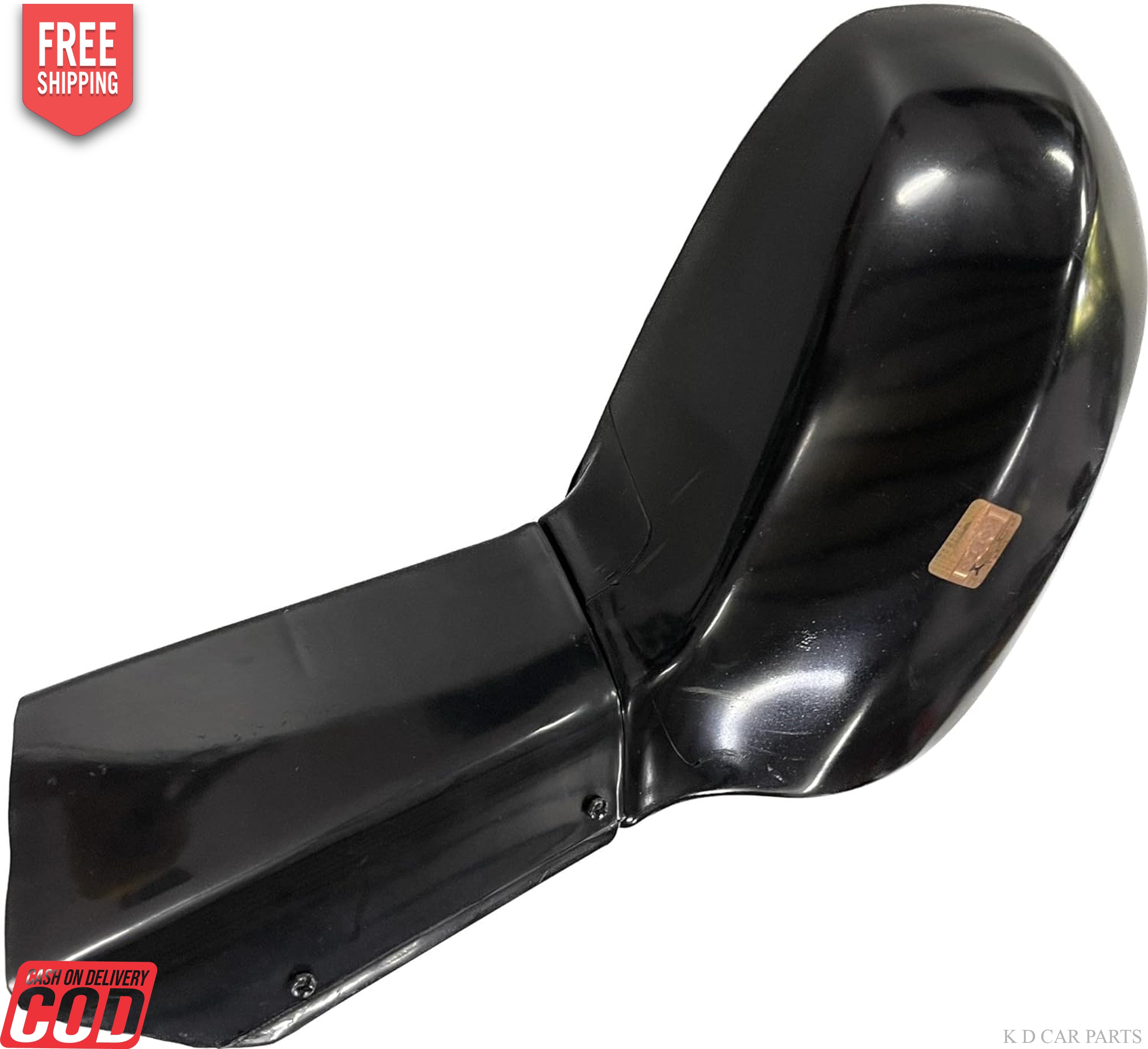 An adjustable door mirror for Tata Nano New Model, black in color, with a wide field of vision design.
