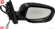 A black, sleek K D brand door/side mirror for Toyota Corolla Altis 2008-2014 with an auto fold indicator and a 7 wire coupler.