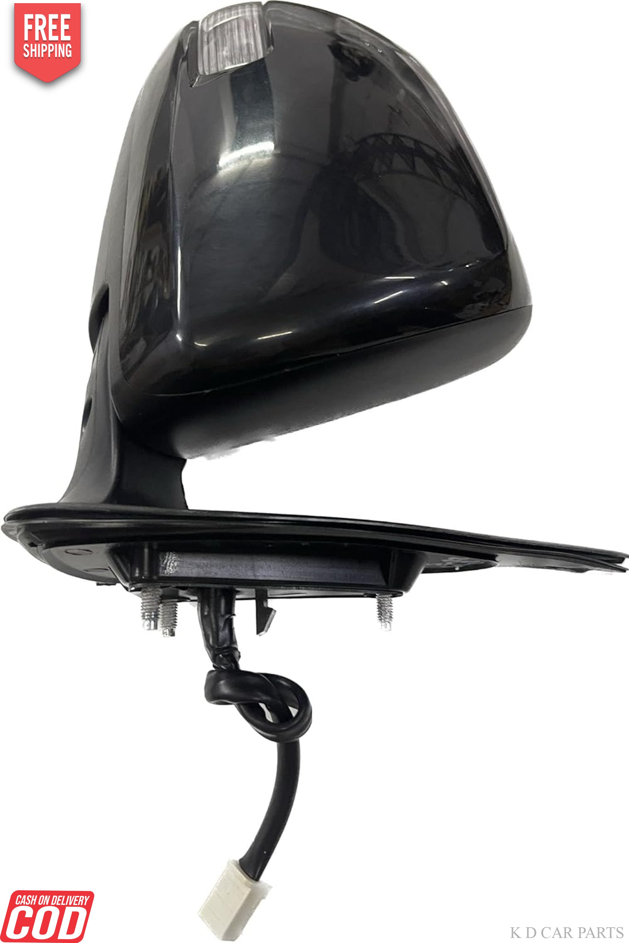 Black door side mirror for Toyota Fortuner 2012-2016 with an auto fold feature and a 7 wire coupler.