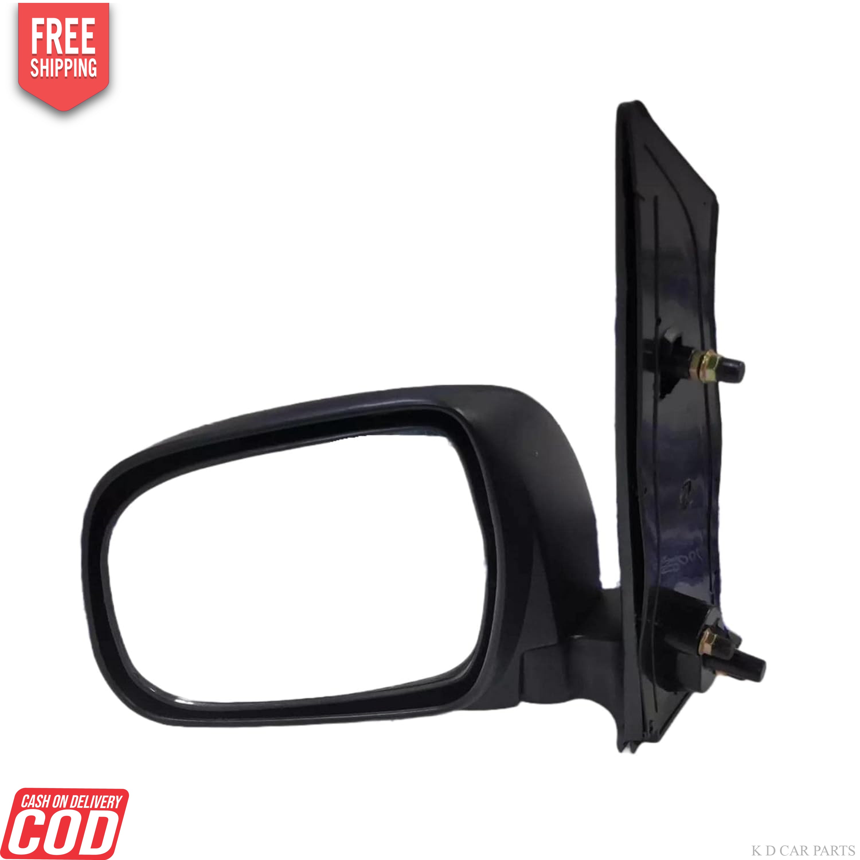 A black, curved door/side mirror for an Innova Type 1 Manual vehicle.