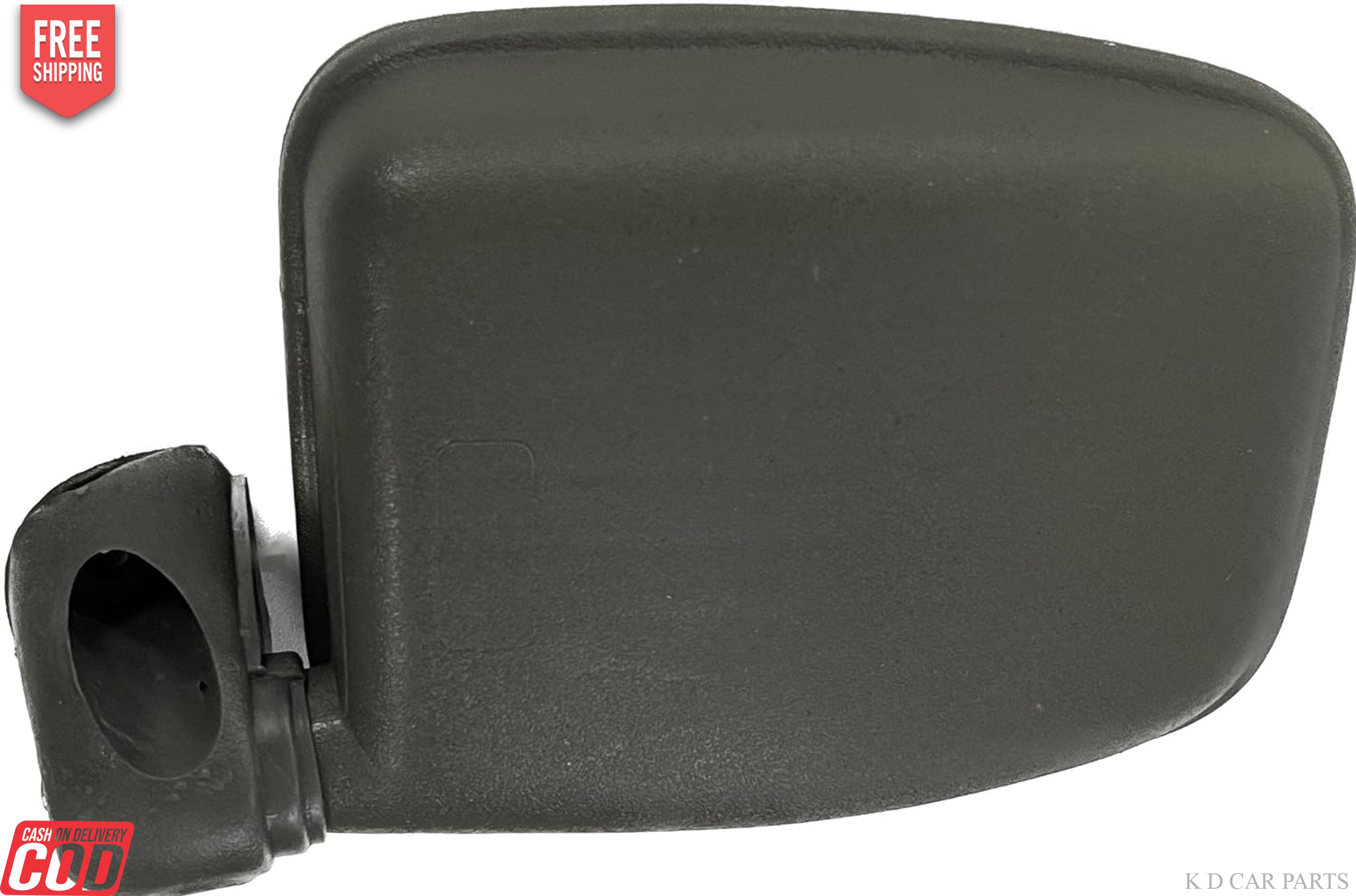 KD brand clear side mirror for Toyota Qualis with door mount, showing the mirror glass and the black mounting bracket.