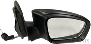 A black, manually adjustable K D brand door/side mirror for VW Polo/Vento/Rapid VX with visible shatter-resistant acrylic mirror and ABS plastic casing.