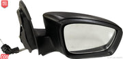 A black, manually adjustable K D brand door/side mirror for VW Polo/Vento/Rapid VX with visible shatter-resistant acrylic mirror and ABS plastic casing.