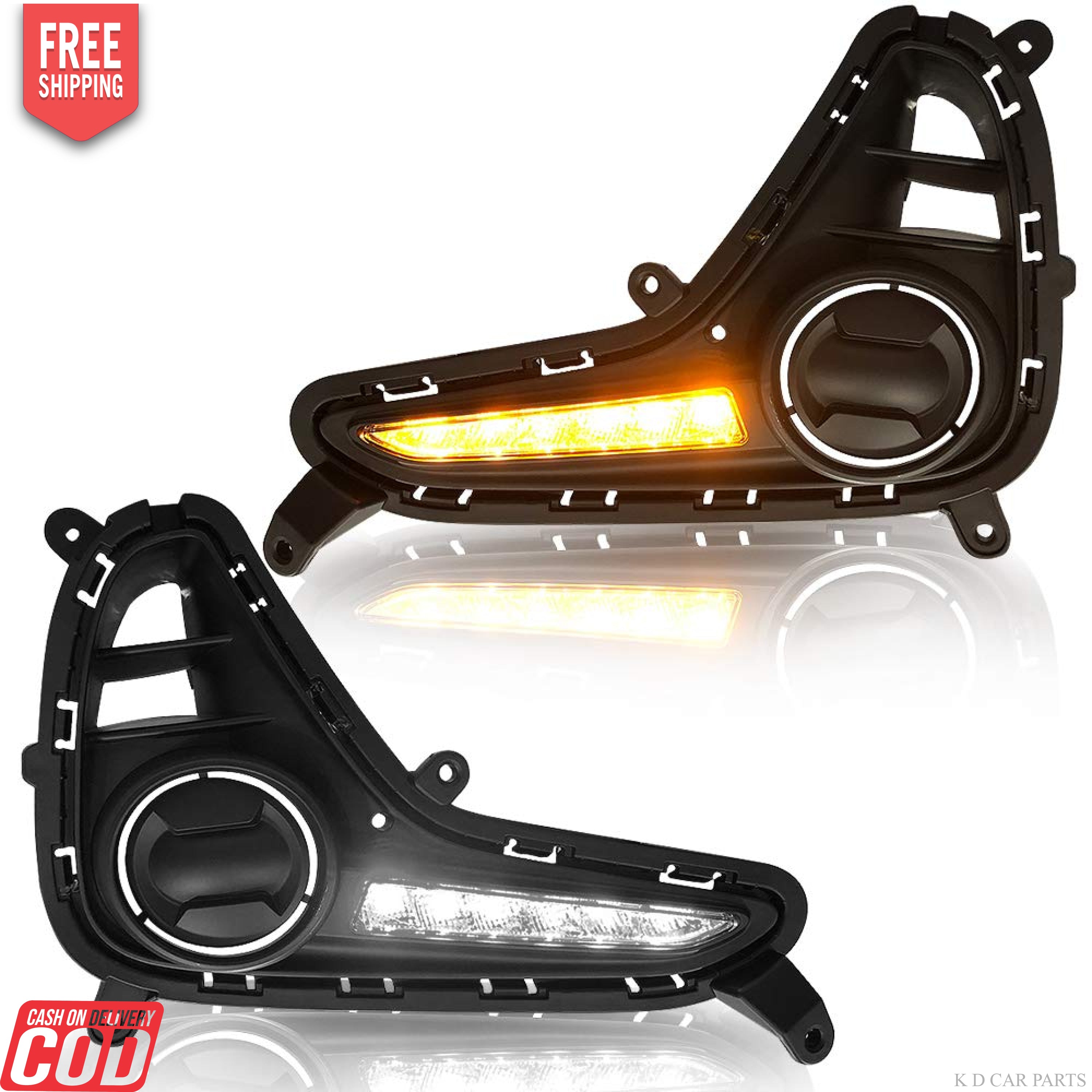 K D DRL Fog Lamp Cover with Turn Indicator for Hyundai Grand i10 Type 2 2016-2019 fog lamp