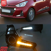 K D DRL Fog Lamp Cover with Turn Indicator for Hyundai Grand i10 Type 2 2016-2019 fog lamp