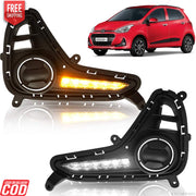 K D DRL Fog Lamp Cover with Turn Indicator for Hyundai Grand i10 Type 2 2016-2019 fog lamp