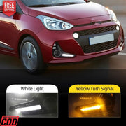 K D DRL Fog Lamp Cover with Turn Indicator for Hyundai Grand i10 Type 2 2016-2019 fog lamp