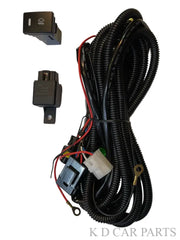 Car wiring harness with connectors on a white background