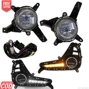 K D Fog Lamp Set For I 10 GRAND TYPE 2 WITH DRL INDICATOR COVERS WIRING & SWITCH (2016-2019) fog lamp
