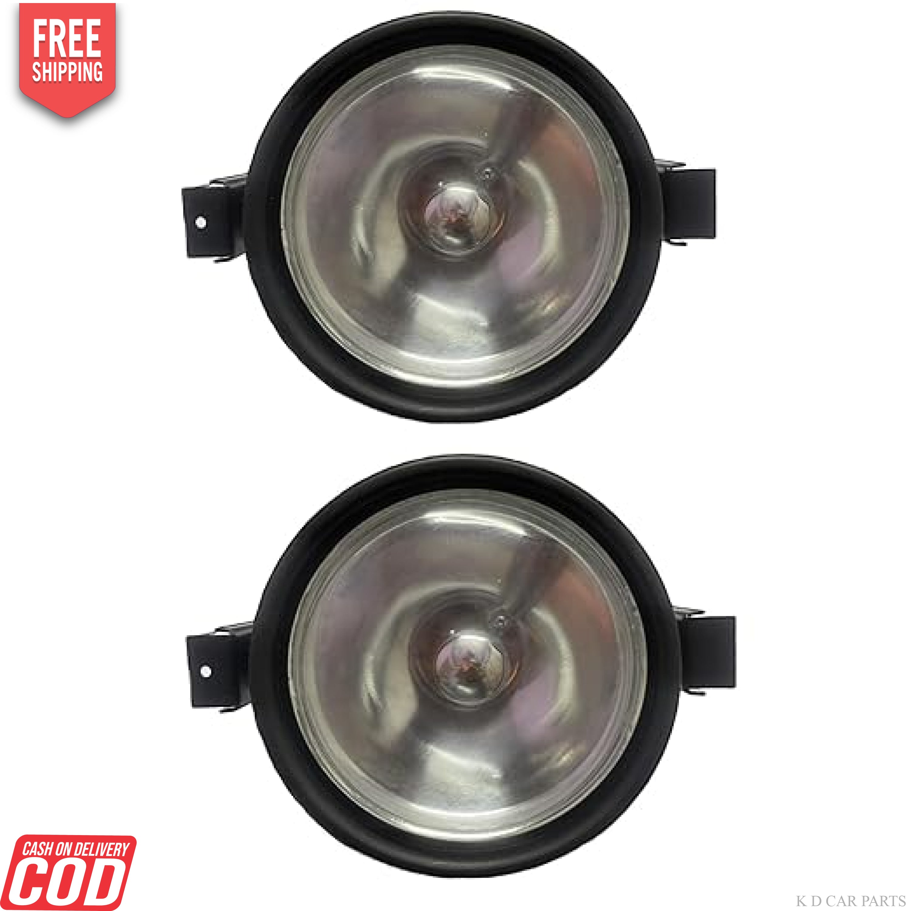 A  of K D brand fog lights for Mahindra Bolero, with a silver reflective surface and black housing.