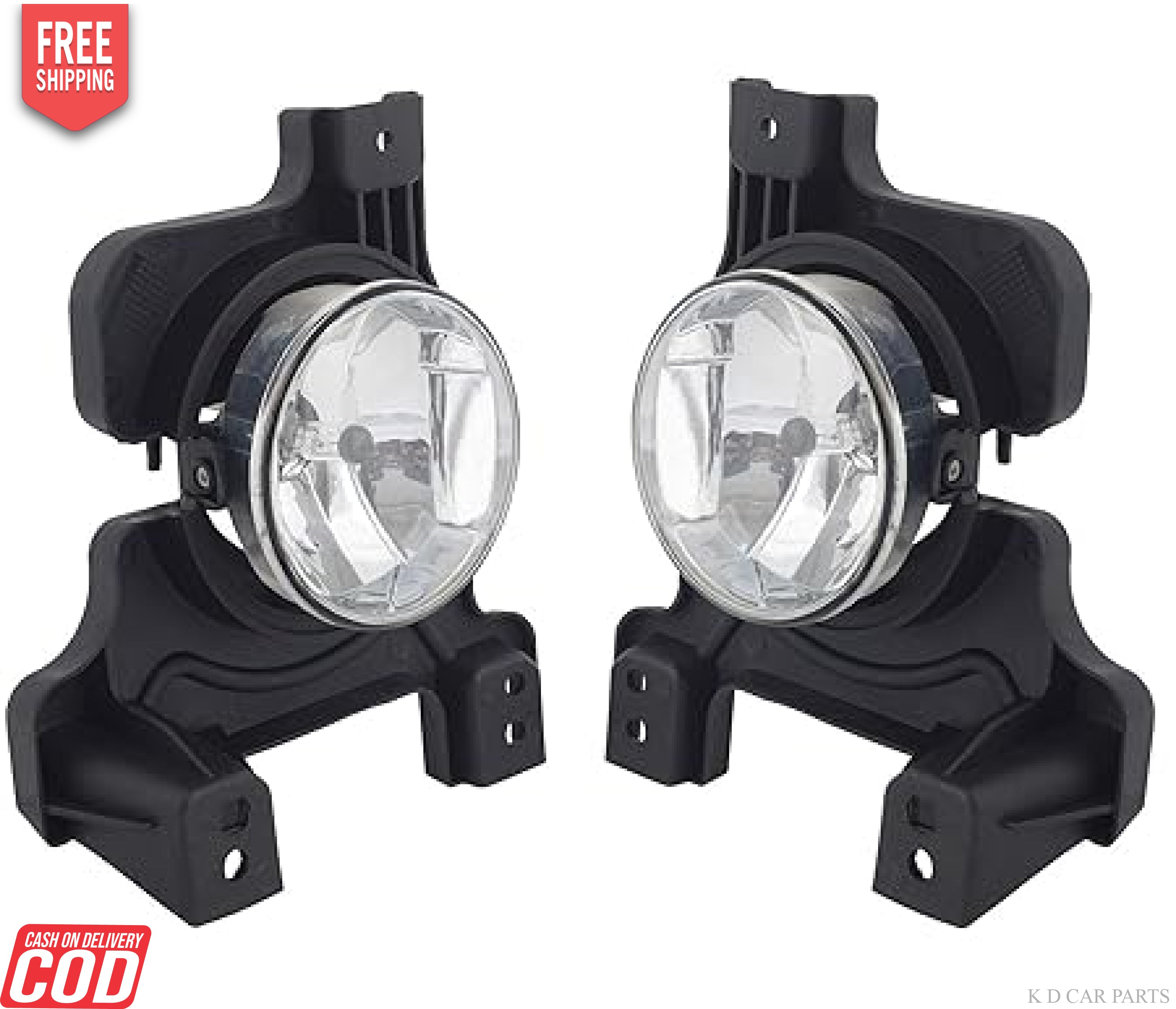 A pair of black fog lamps for Mahindra Scorpio T3 with bulbs, designed for 2017-now models, depicted on a white background.