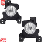A pair of black fog lamps for Mahindra Scorpio T3 with bulbs, designed for 2017-now models, depicted on a white background.