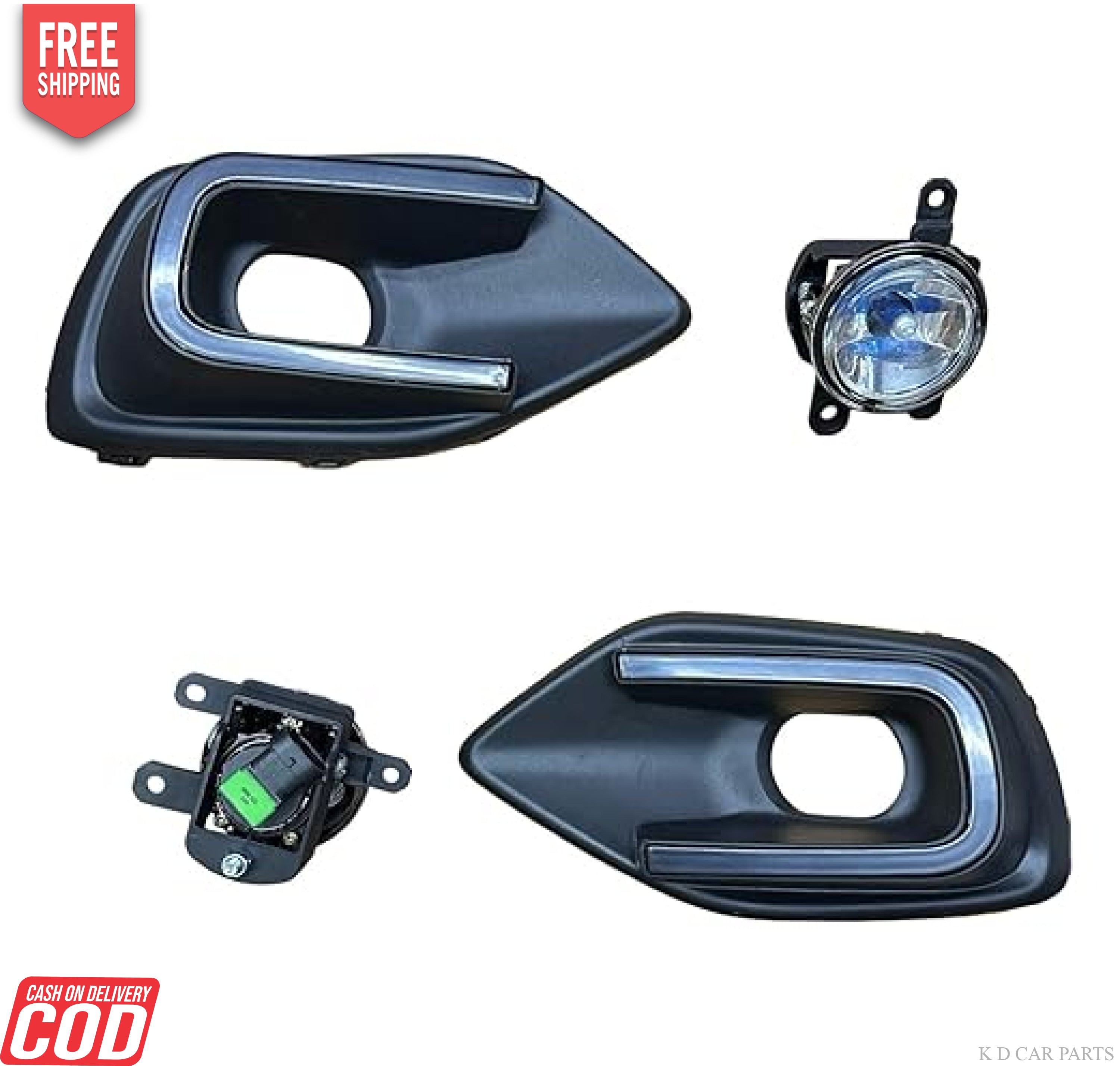 K D Fog Lamp Set for Maruti Swift 2024-NOW WITH COVERS fog lamp