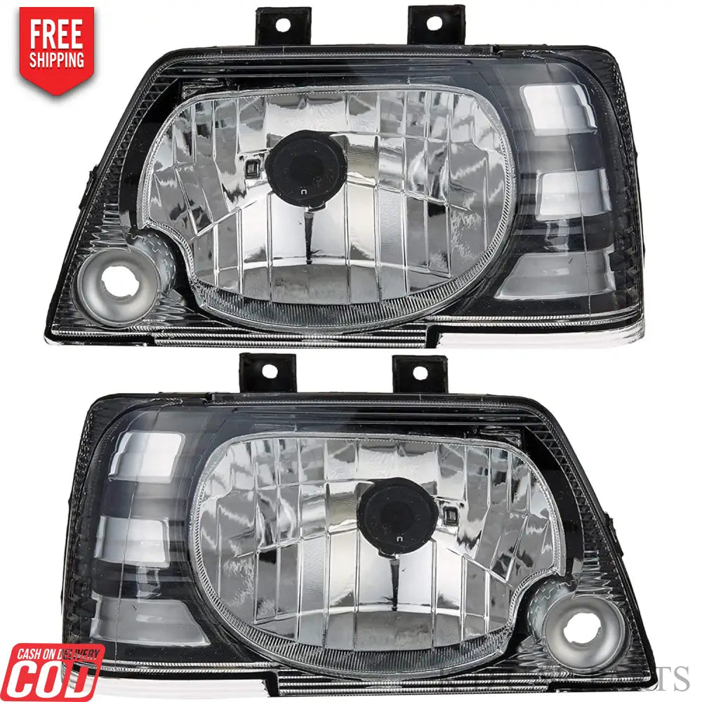 Headlight assembly for Maruti 800 Type 3, featuring a clear lens and reflective interior, with a black housing.