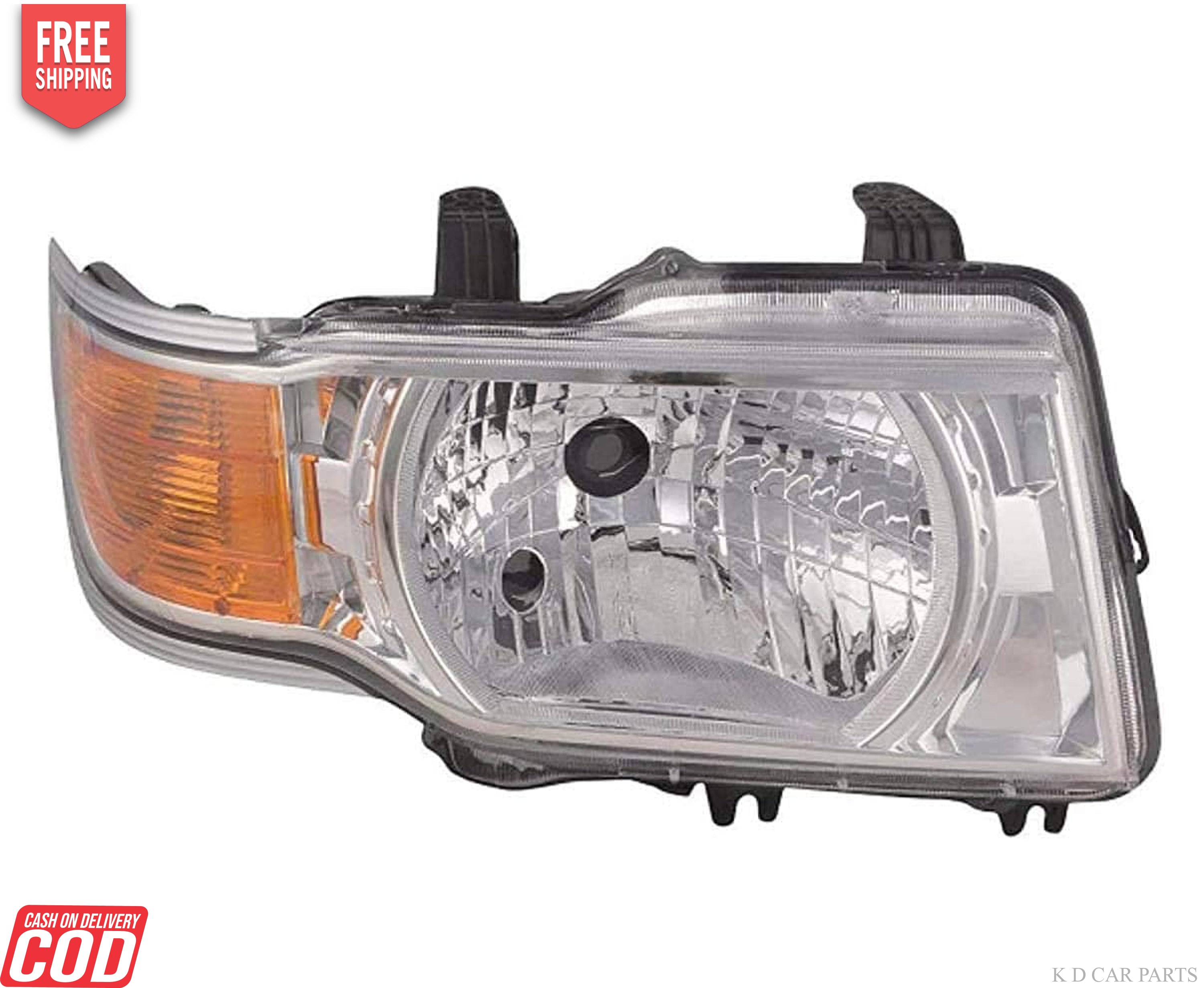 Headlight assembly for Chevrolet Tavera Type 2, featuring a clear lens and reflector with an orange turn signal light visible on the side.
