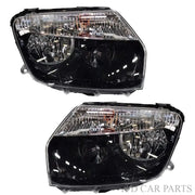 Black headlight assembly for Duster 85 without adjustable motor for the years 2012 to 2015 with a small bracket.