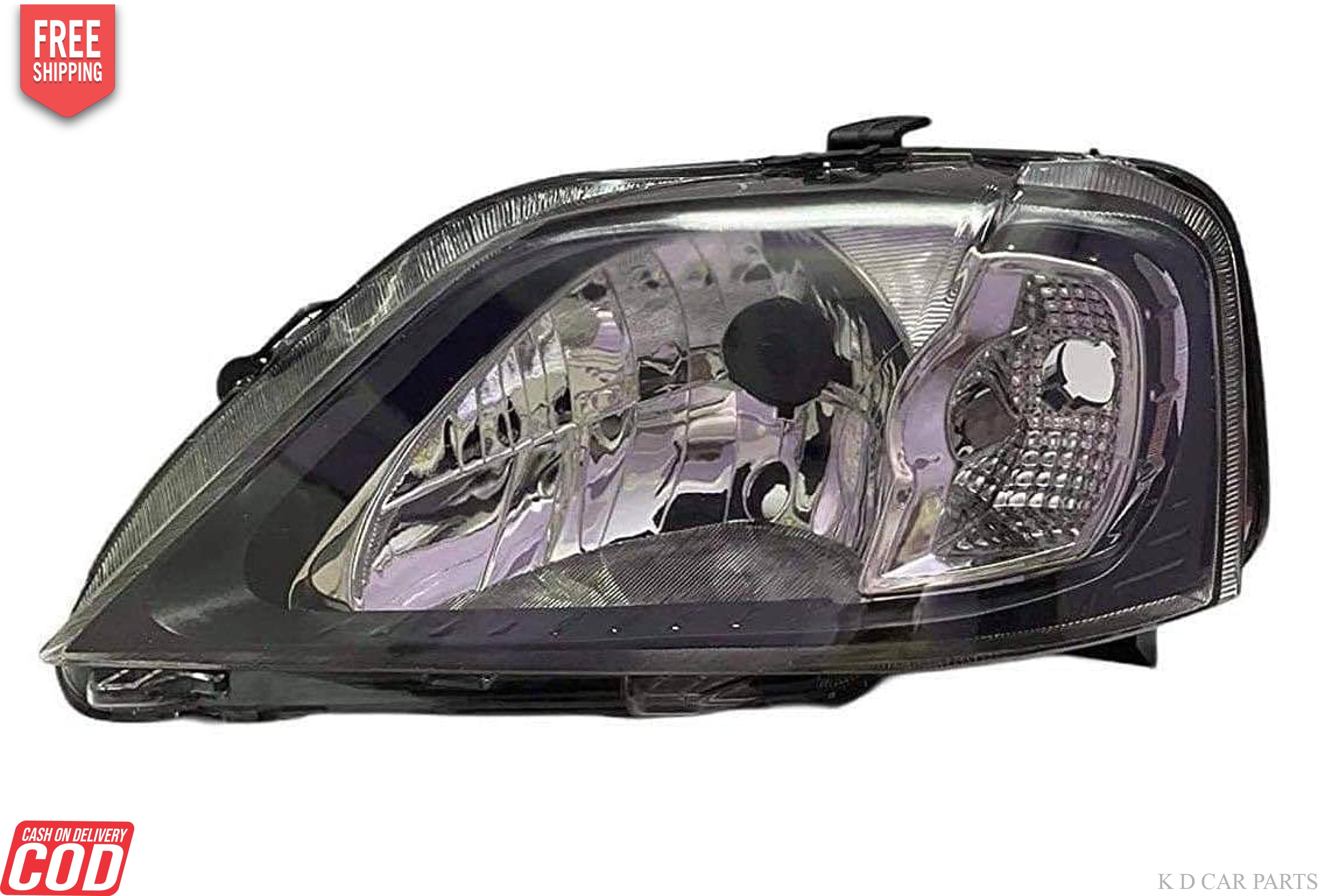 Logan black finish headlight