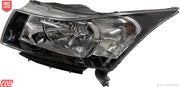 A pair of KD brand headlights for a Chevrolet Cruze, featuring a clear lens and a black frame.