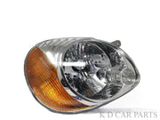 A K D brand headlight for Hyundai Santro 1998-2003, without adjustable motor, featuring a clear lens and amber-colored reflector.