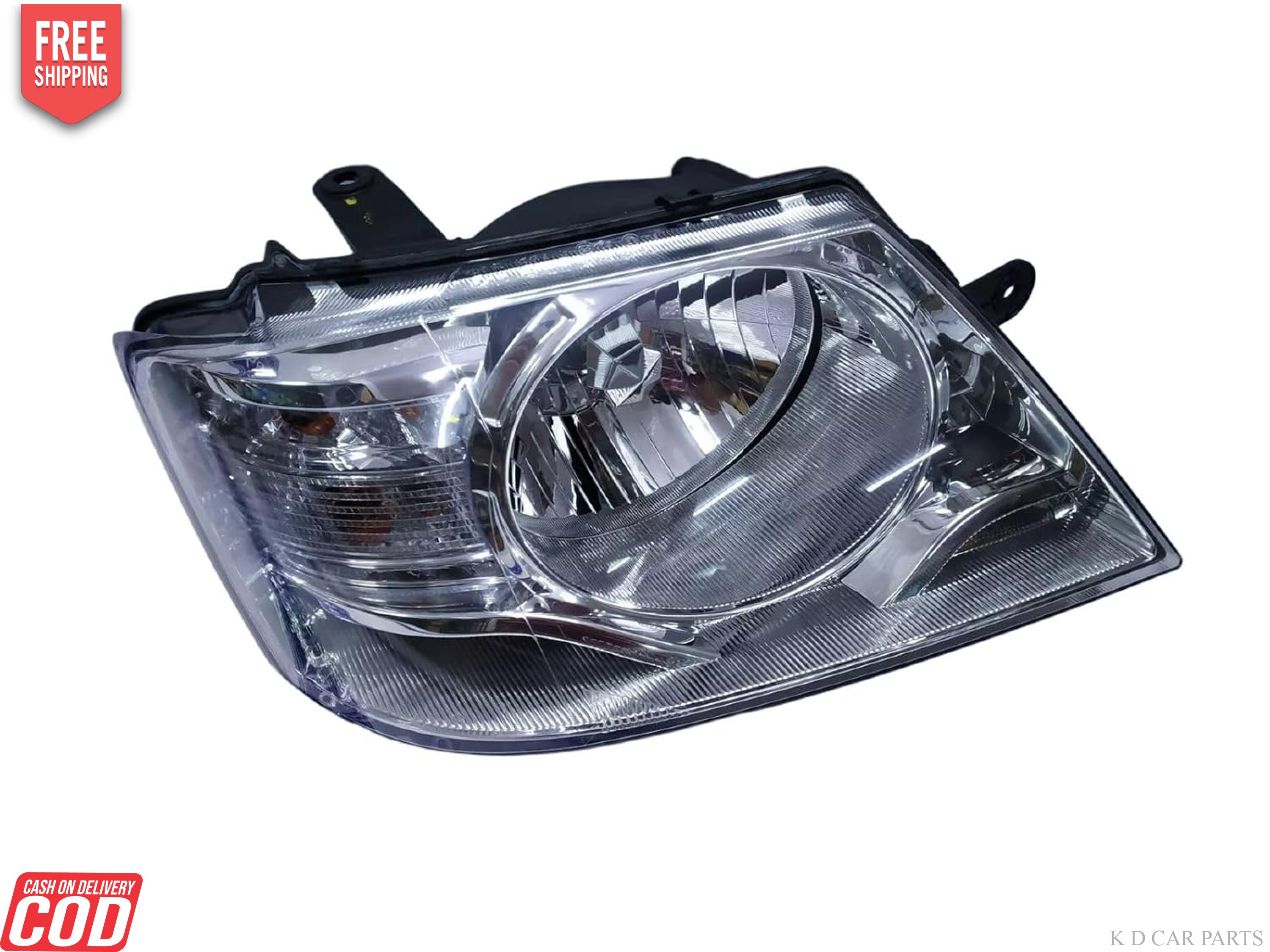 A pair of  headlight assemblies for Tata Yodha/XENON vehicles, featuring clear lens construction with integrated turn signal and parking light compartments.
