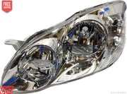 A pair of silver-colored headlights for a Toyota Corolla 2003-2008 without adjustable motor.