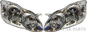 A pair of silver-colored headlights for a Toyota Corolla 2003-2008 without adjustable motor.