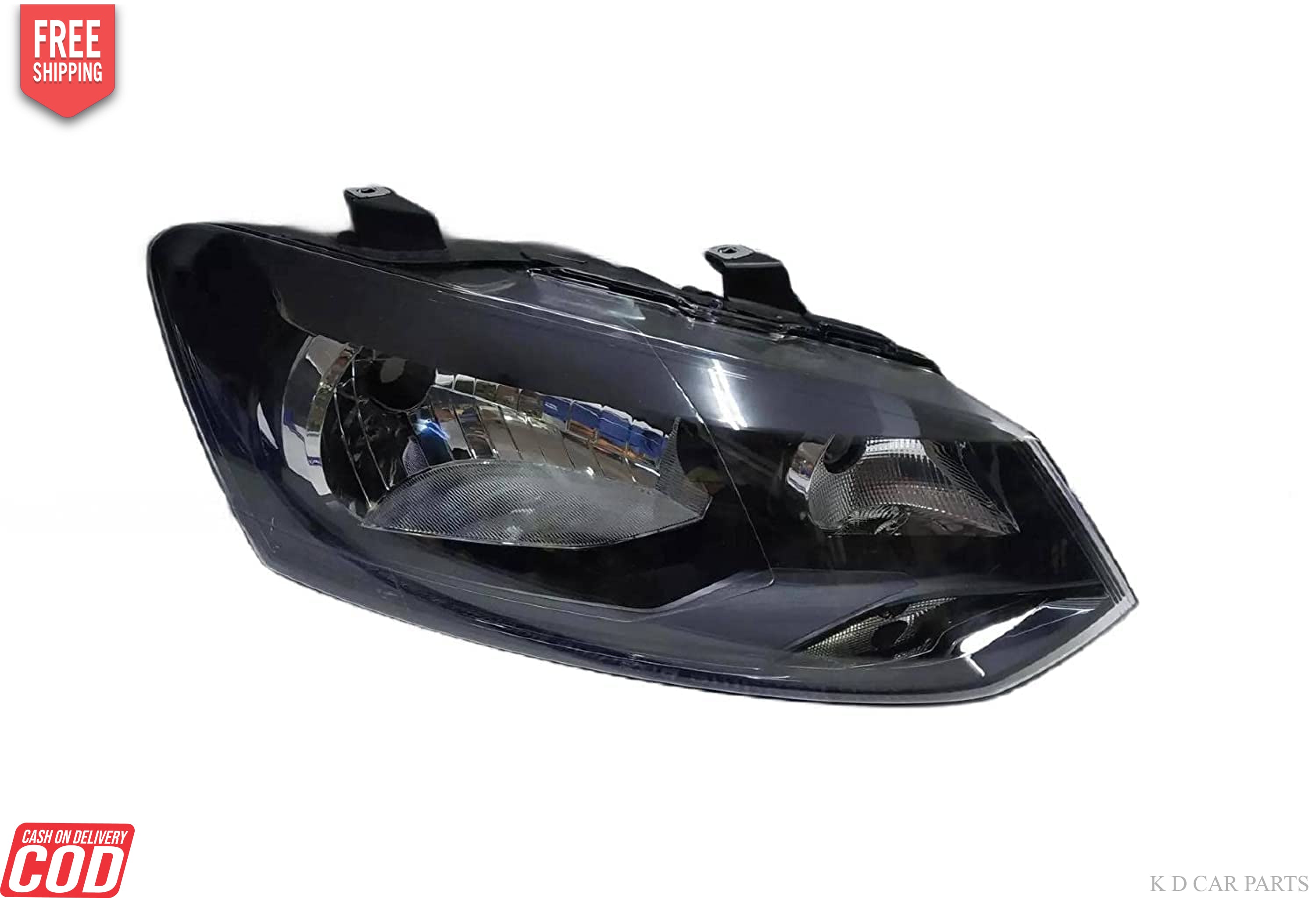 Black headlight for VW Polo & Vento without adjustable motor and without projector.