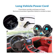 Car air freshener with long power cord and cooling function, displayed in a car interior.