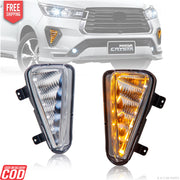 K D LED DRL Fog Lamp Cover for Toyota Crysta T2 Matrix White DRL & Amber Indicator | Waterproof Car Exterior Accessory
