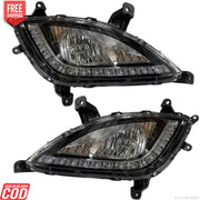 K D LED Fog Lamp Set For Hyundai I20 With DRL Indicator (PAIR) Complete KIT (2012-2014) Type 2