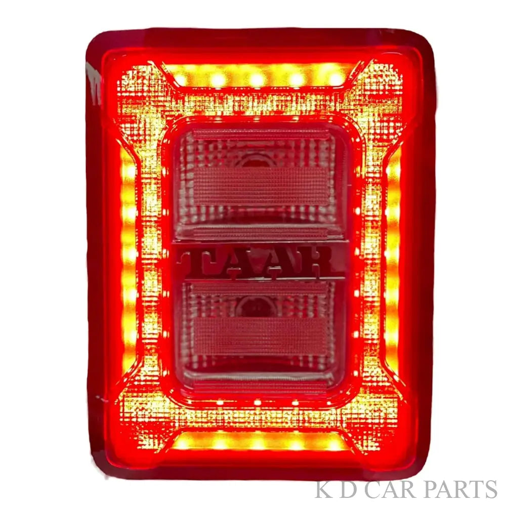 Red LED taillight for Mahindra THAR 2020-NOW with a clear lens and TAAR branding on the corner.