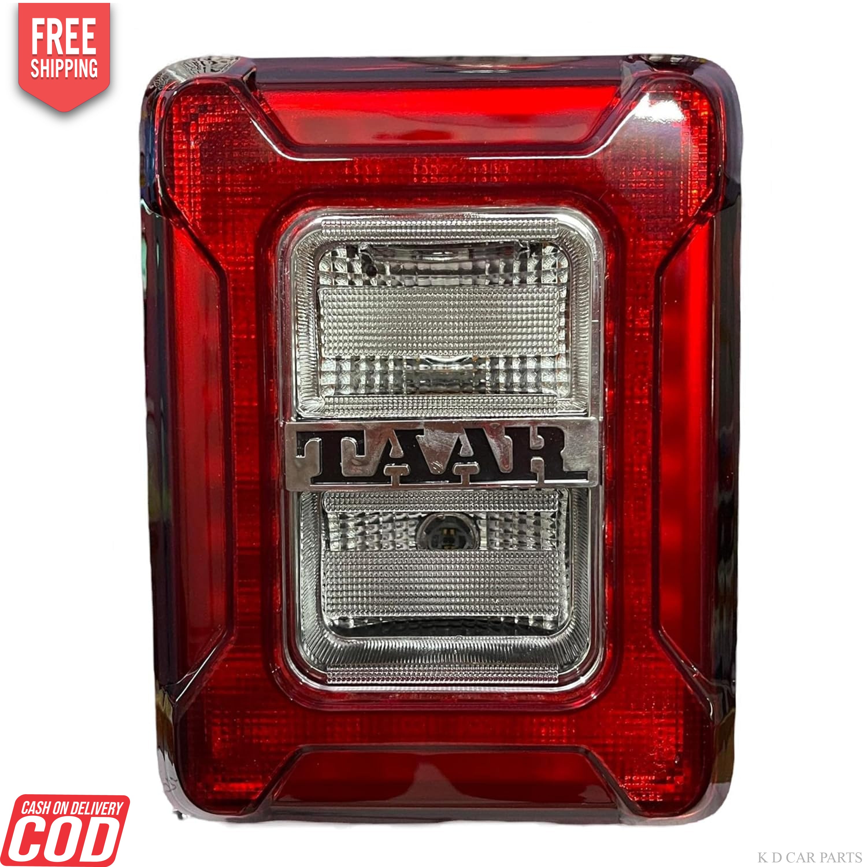 Red LED taillight for Mahindra THAR 2020-NOW with a clear lens and TAAR branding on the corner.