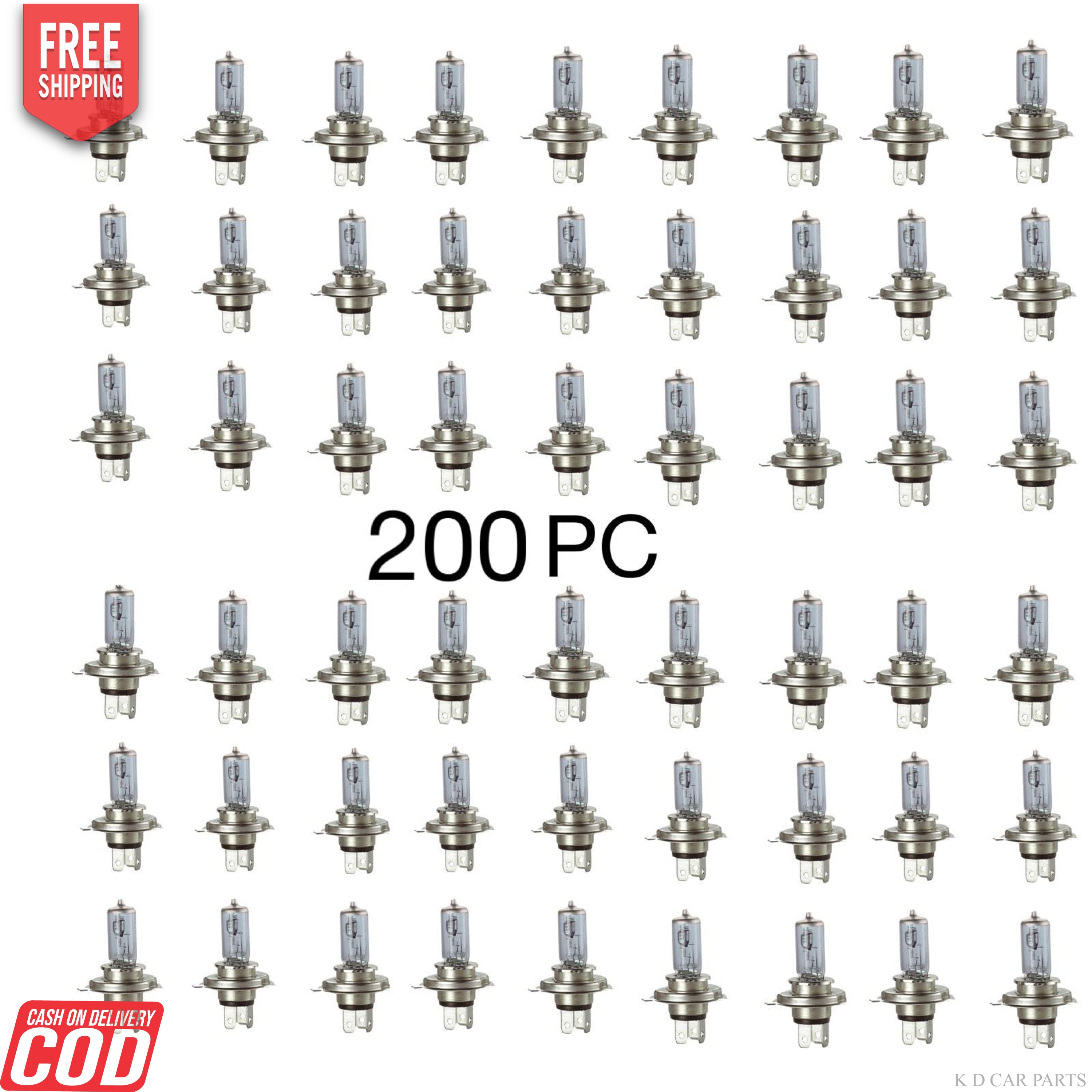 K D Minda H4-5001H H4 P43 12V 60/55W Ultimate Yellow-Head Light All Weather Halogen Bulb Quartz Glass - Pack of 200