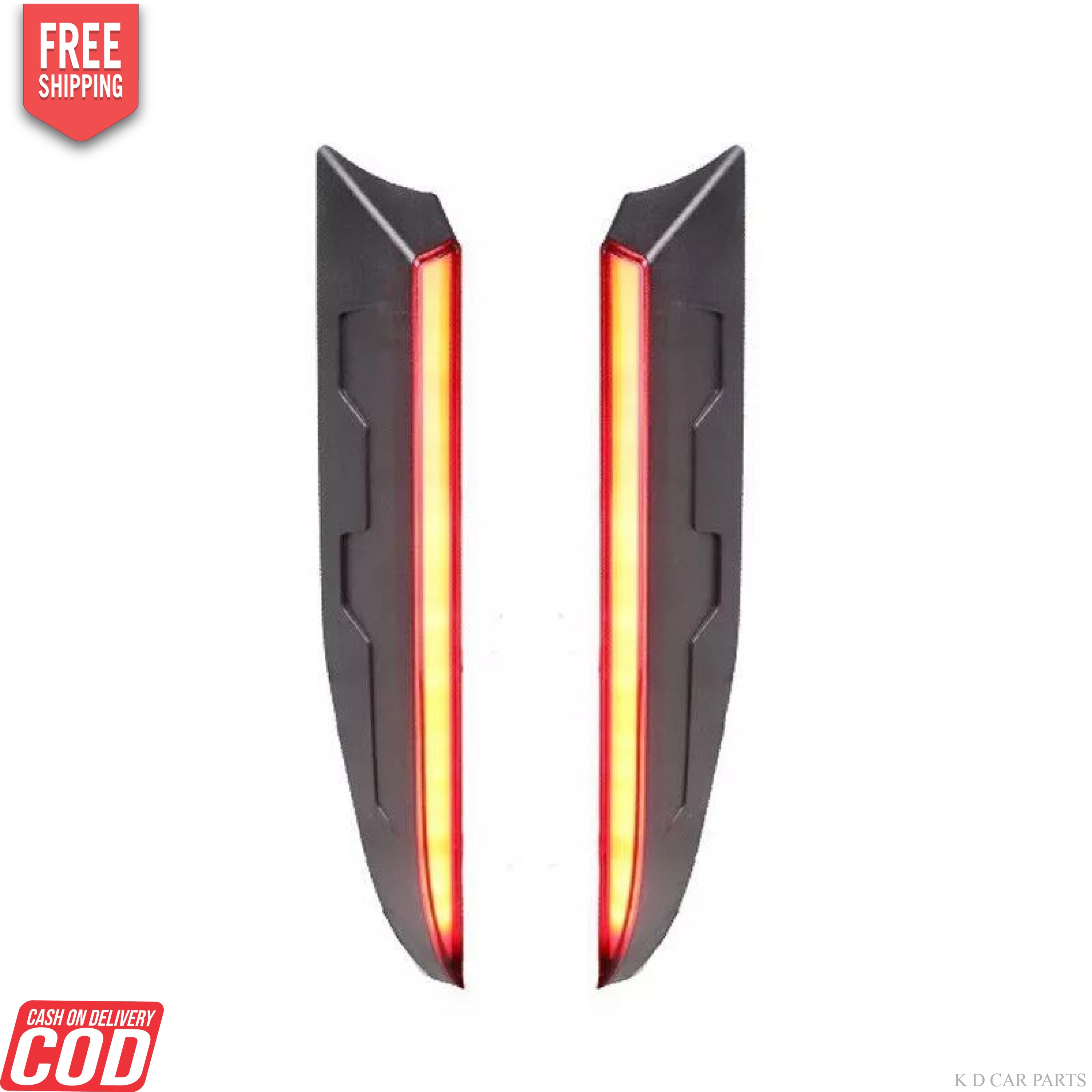 LED D-pillar lights for Maruti Suzuki Swift shown in red, intended for both sides of the vehicle.