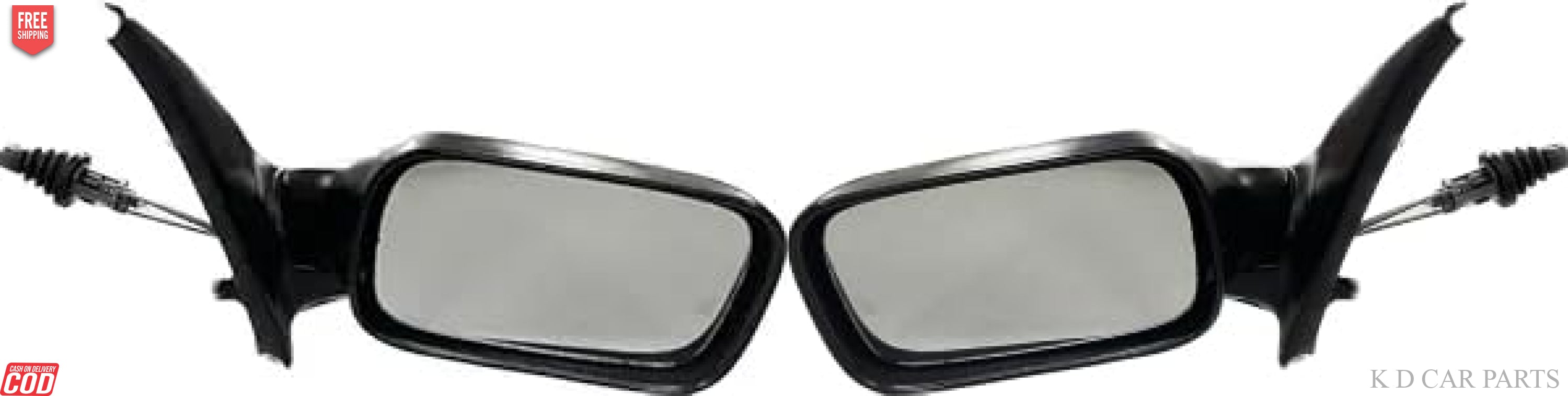 A pair of K D brand side/door mirrors for Fiat vehicles, featuring black acrylic mirrors with a sleek design and ABS plastic housing.
