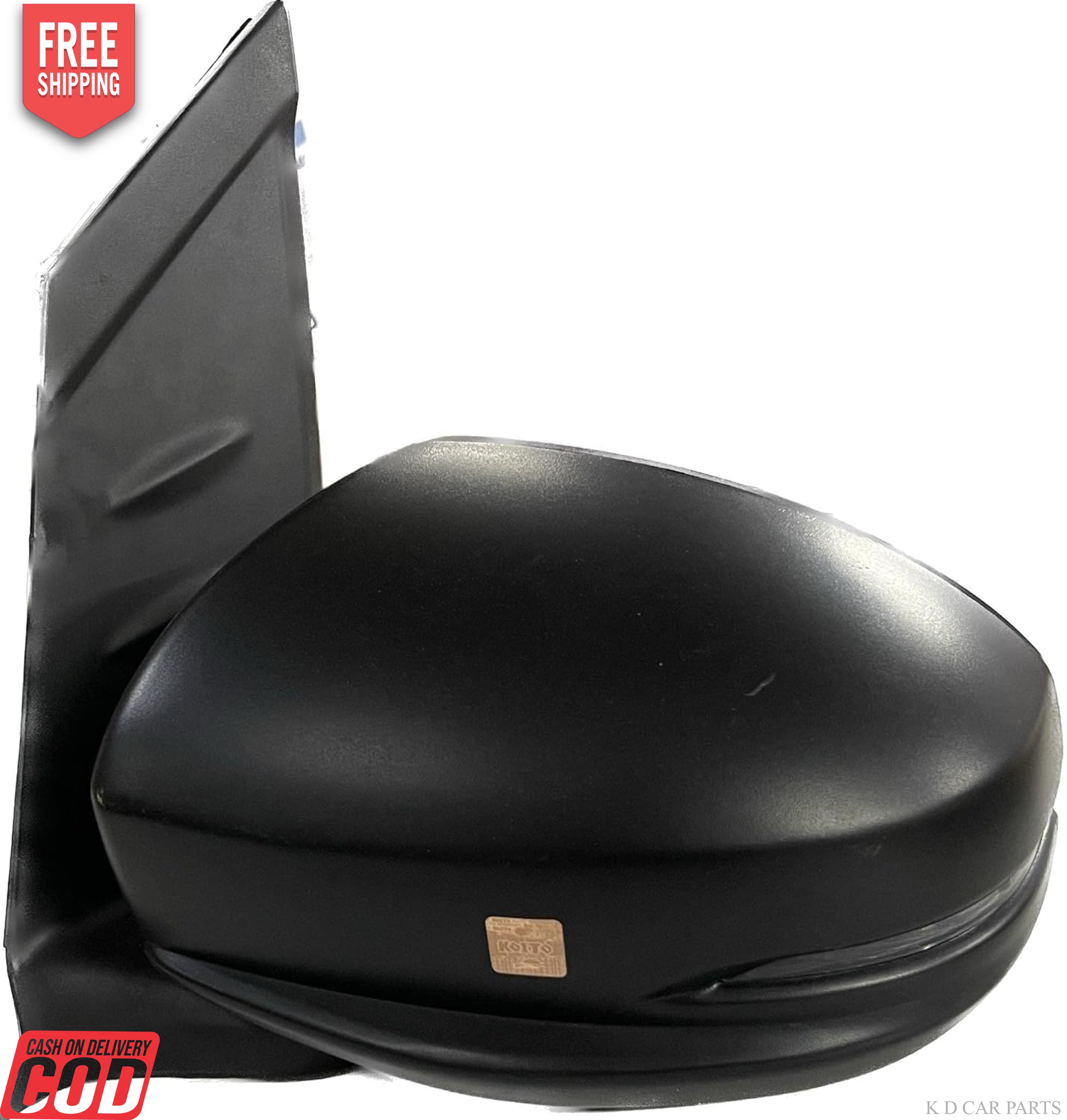 Black side door mirror for Honda Amaze Type 2 with wiring visible, against a white background.