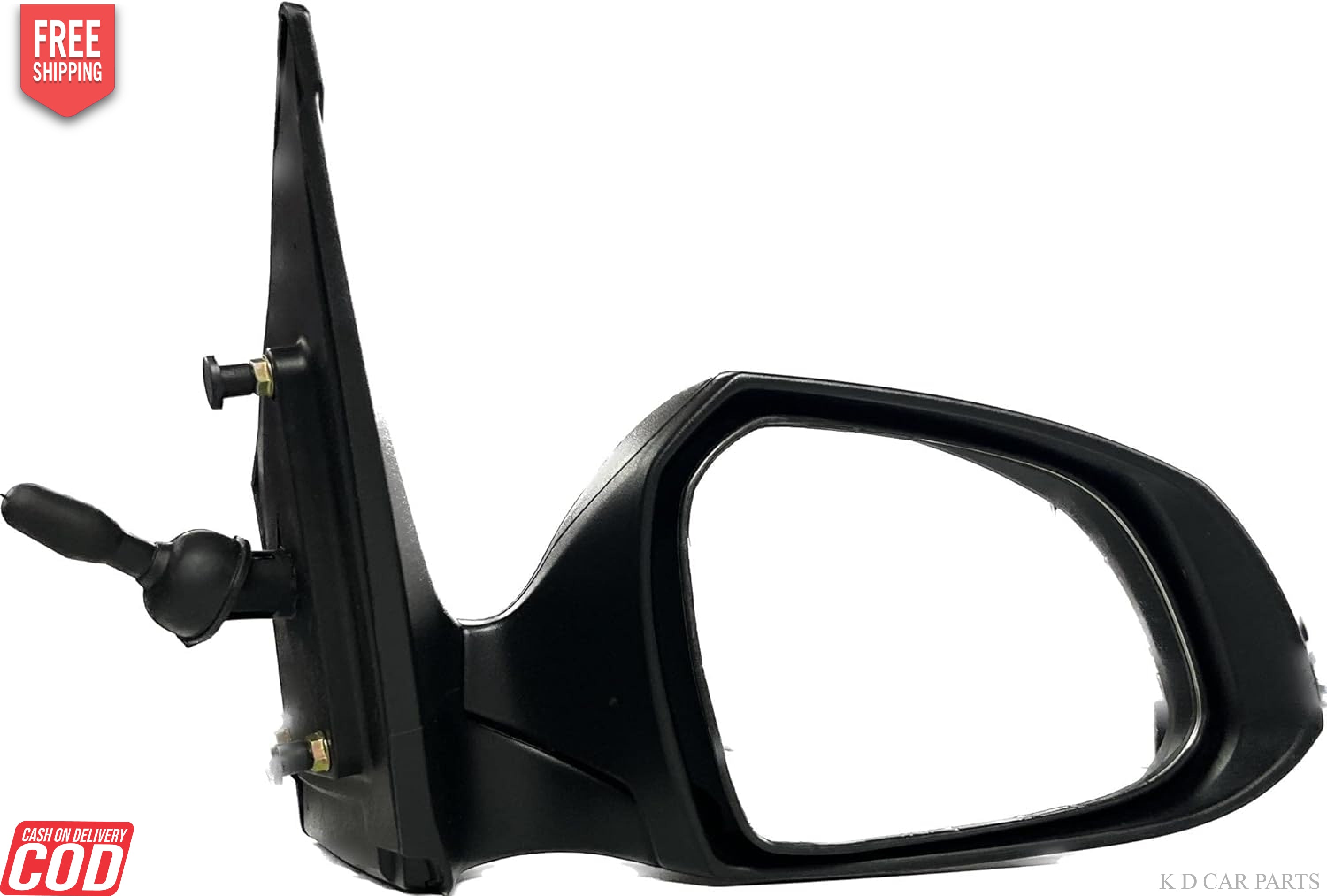 Black side rear view door mirror for Hyundai Xcent / I10 Grand Manual with a convex mirror plate.