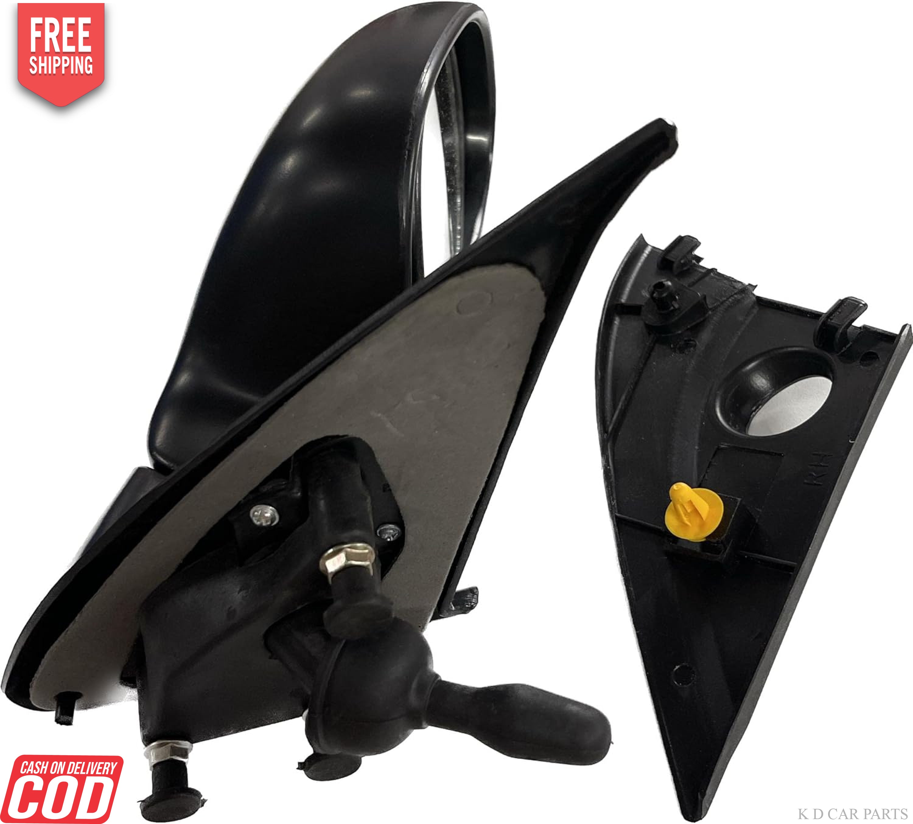 Black adjustable side rear view door mirror for Maruti Alto 800 VX, with a convex mirror plate.