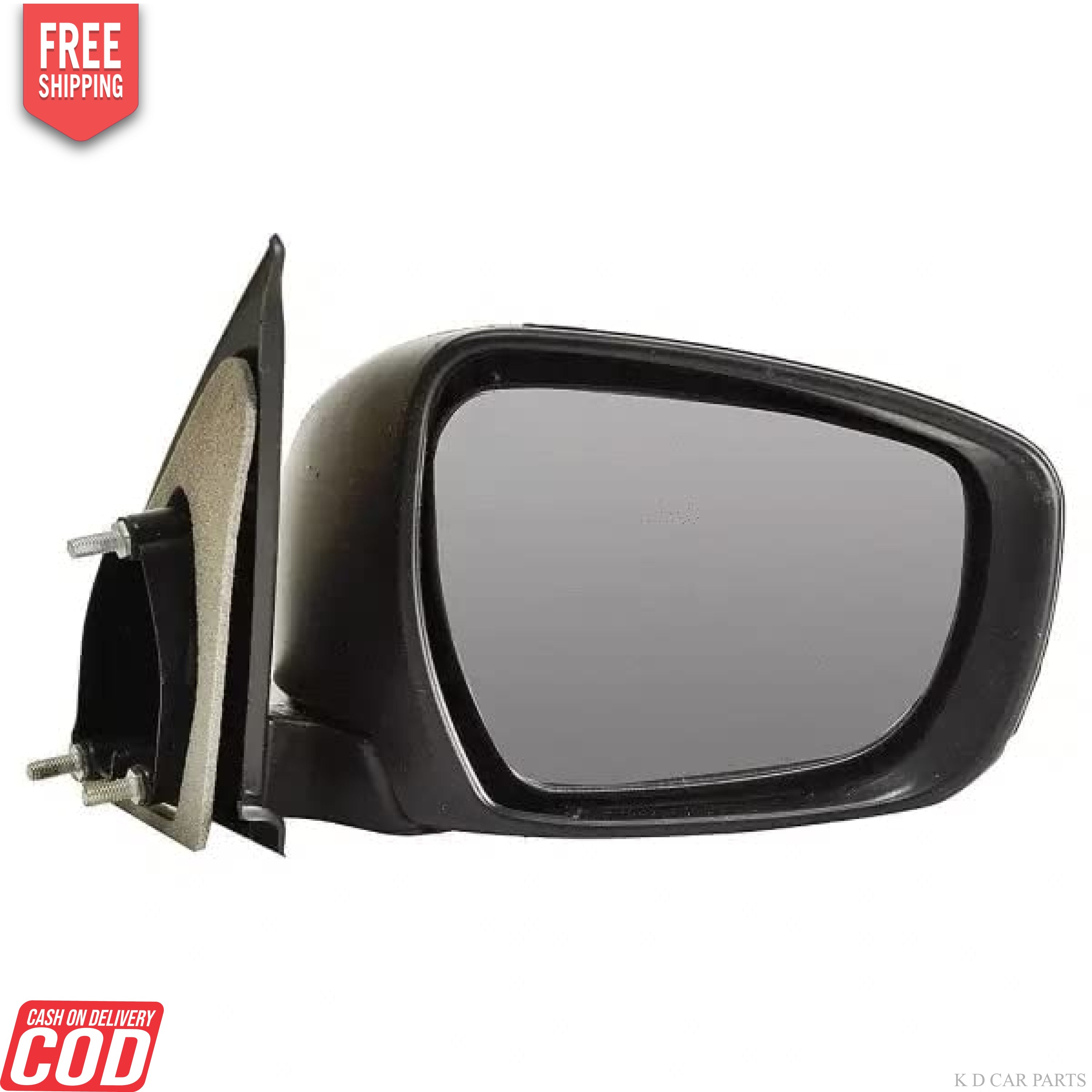 Side view mirror for Maruti Alto K10 Type 2 LX, black in color with a clear convex mirror plate.