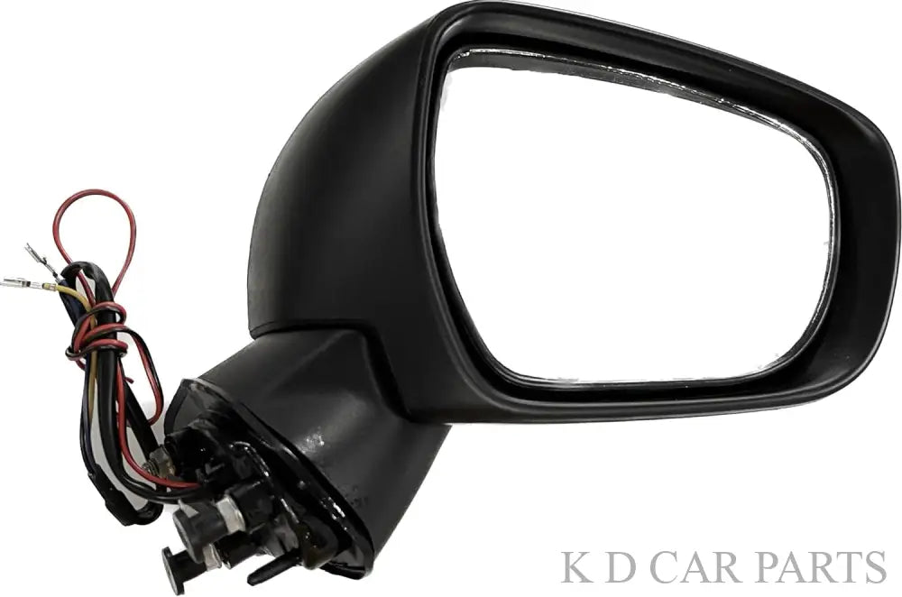 Black side door mirror for Maruti Baleno with visible wiring and indicator components.